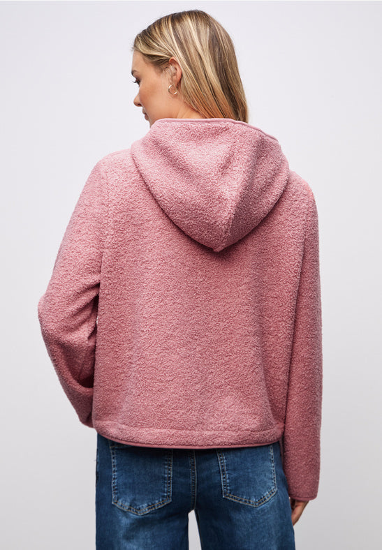 Street One - Rosa teddyjacka med huva