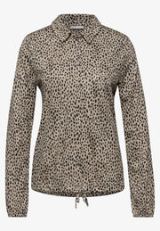 Street One - Beige leopardmönstrad blus i trikå