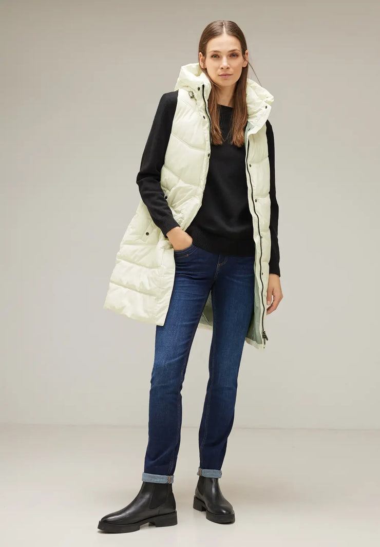 Street One - Off white quiltad täckväst med Teflon