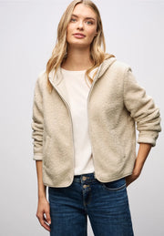 Street One - Beige teddyjacka  med huva