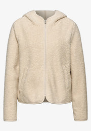 Street One - Beige teddyjacka  med huva