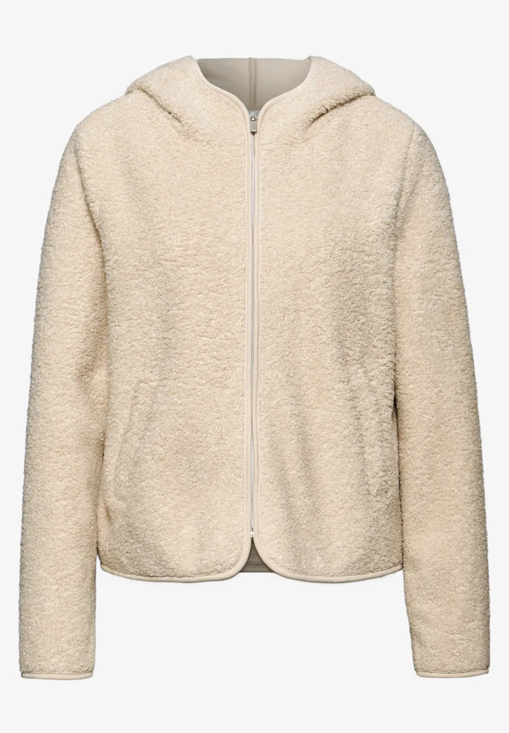 Street One - Beige teddyjacka  med huva