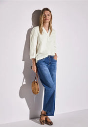 Street One - Vit blus i linne och bomull