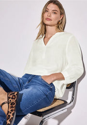 Street One - Vit blus i linne och bomull
