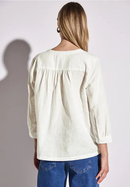 Street One - Vit blus i linne och bomull