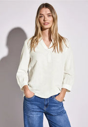 Street One - Vit blus i linne och bomull