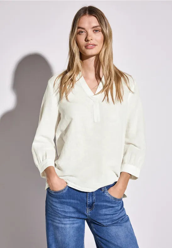 Street One - Vit blus i linne och bomull