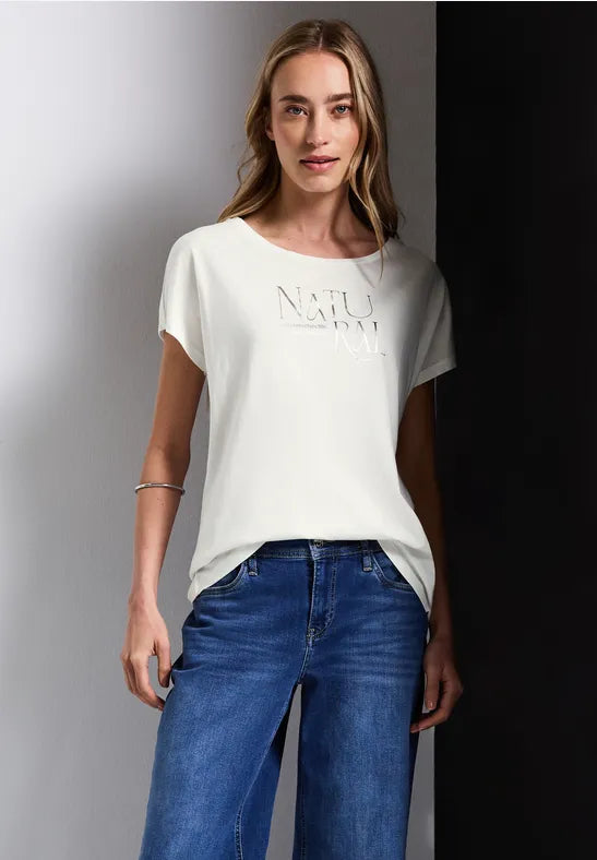 Street One - Vit T-shirt NATURAL
