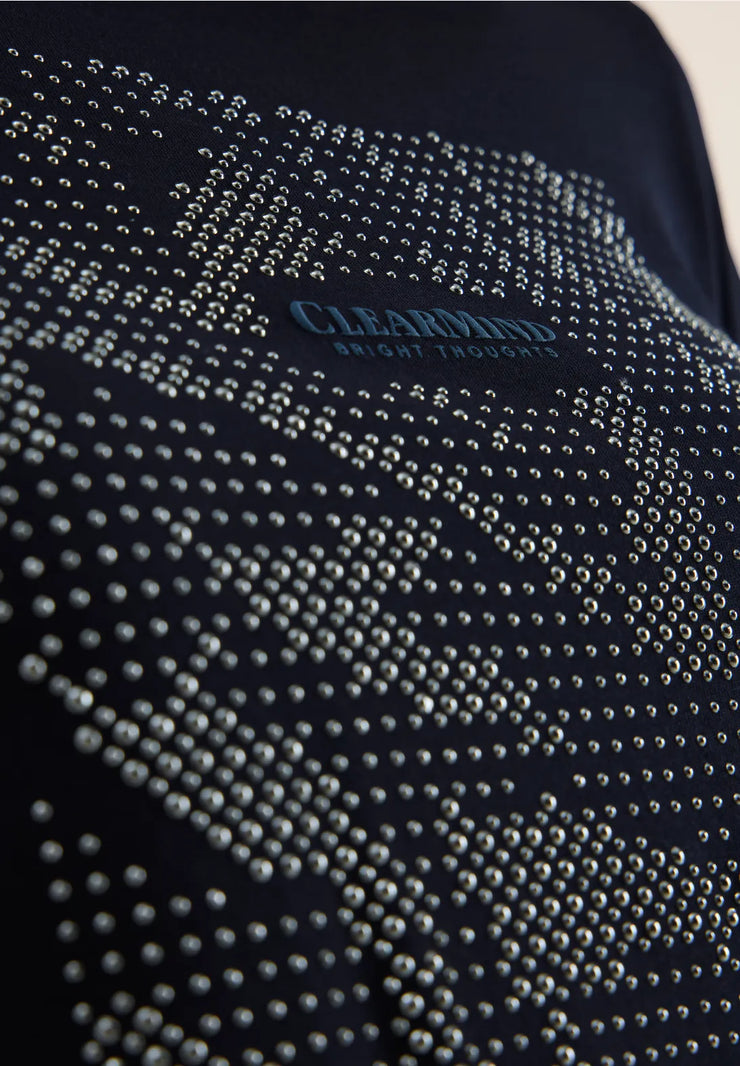 Cecil - Mörkblå topp med slipade stenar