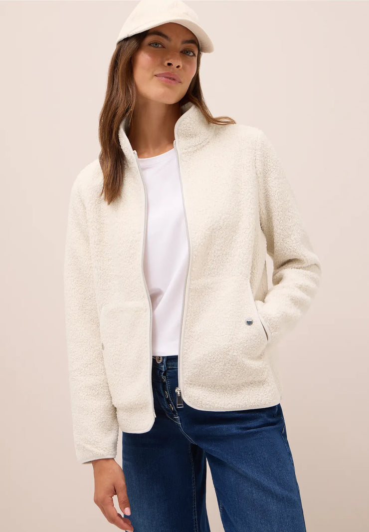 Cecil - Vit kort teddyjacka