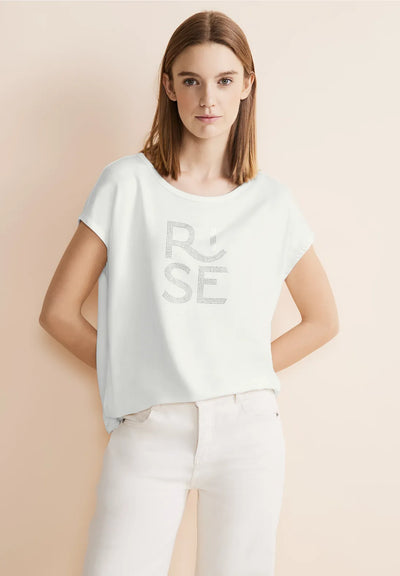 Street One - Off white t-shirt med strass