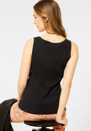 Street One - Svart ribbat linne i bomull