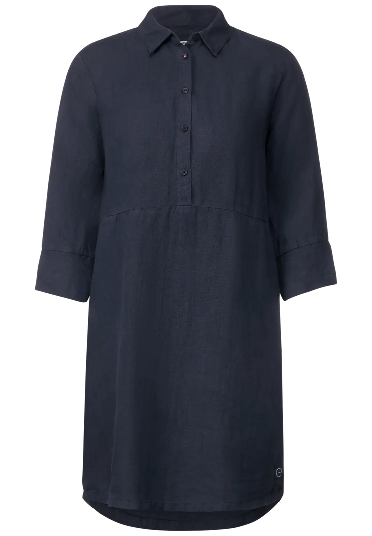 Cecil - Mörkblå skjortklänning i linne