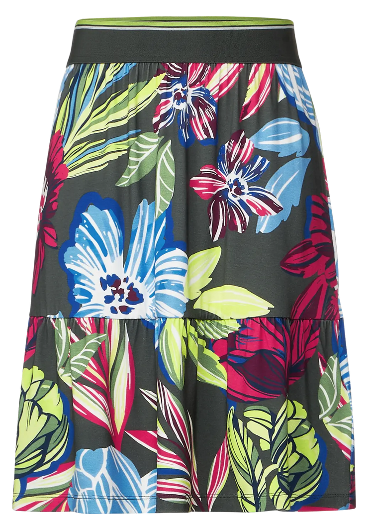 Cecil - Khakigrön blommig kjol