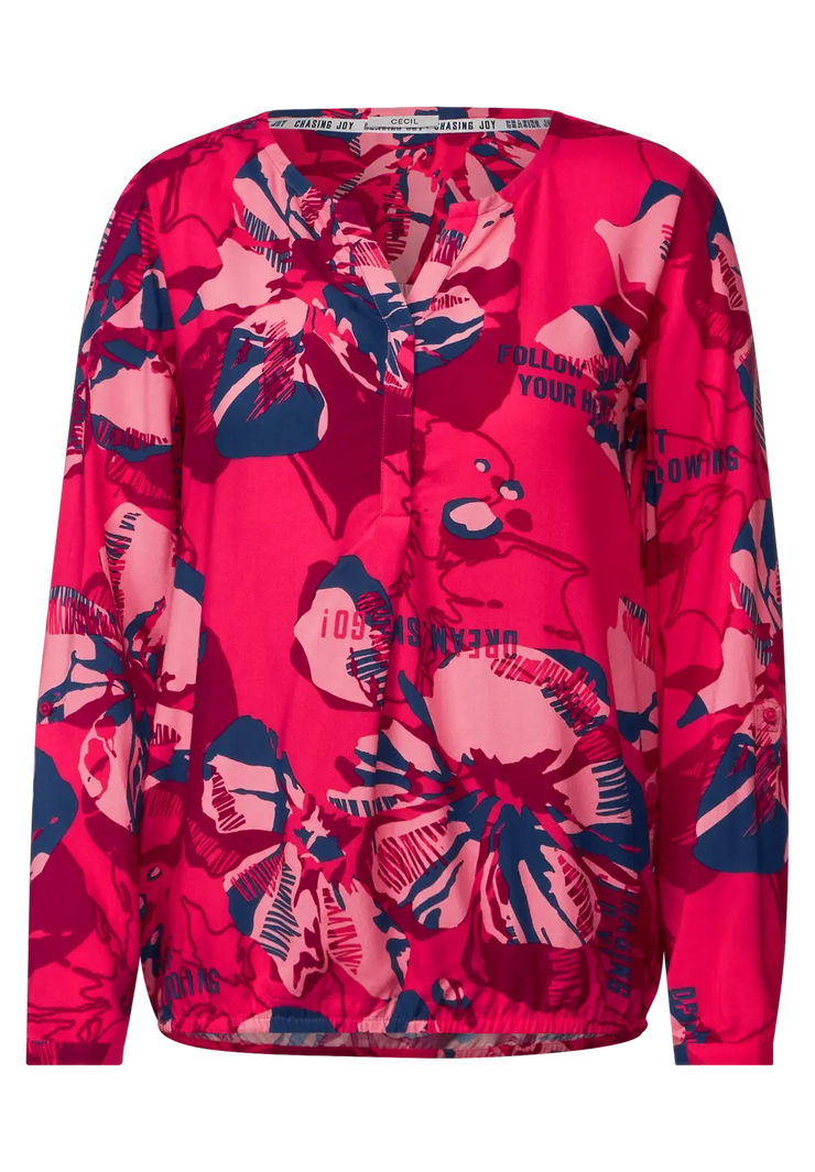 Cecil - Cerise stormönstrad blus