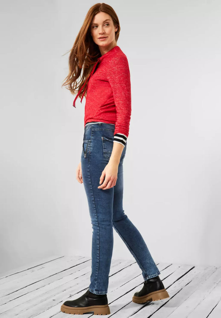 Cecil style bomull blue authentic Scarlett mid jeans washed – återvunnen
