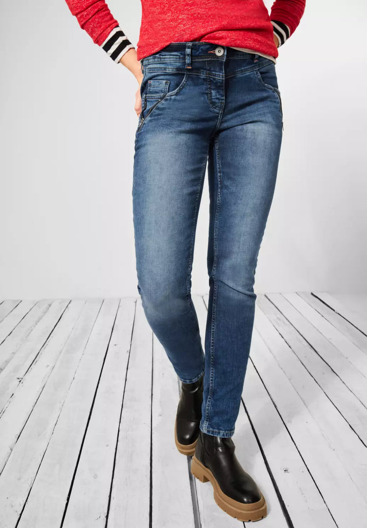 Cecil style Scarlett mid – återvunnen authentic blue bomull washed jeans
