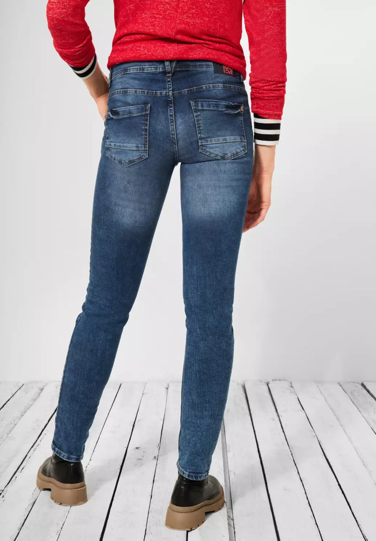 bomull mid style authentic washed återvunnen – Scarlett jeans Cecil blue