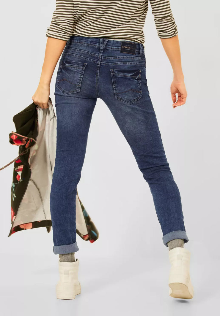 återvunnen Scarlett used wash av bomull style mid - Cecil blue – Jeans