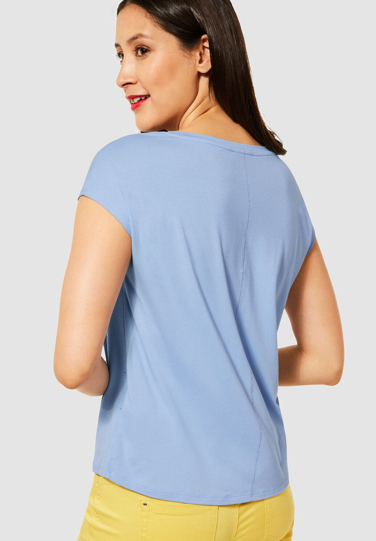 Street One - Ljusblå t-shirt med folieprint