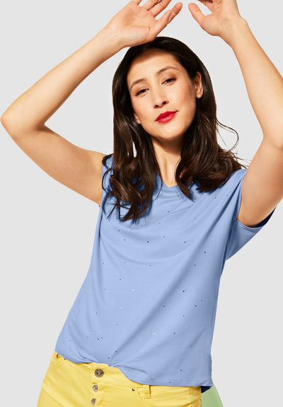 Street One - Ljusblå t-shirt med folieprint