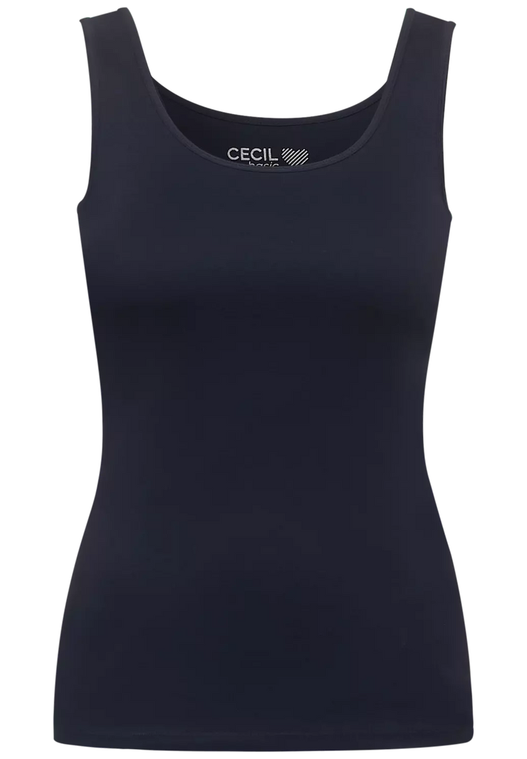 Cecil - Mörkblått linne eko bomull