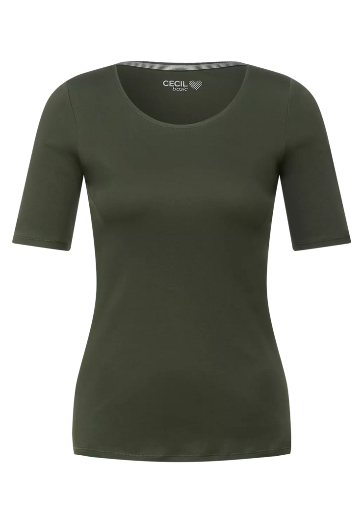 Cecil - Olivgrön t-shirt eko bomull