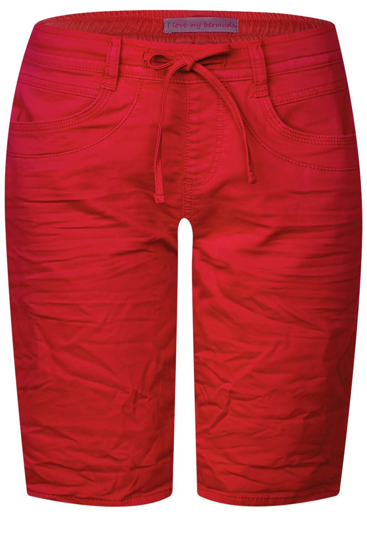 Street One - Bonny röda mjukisshorts i jeanslook