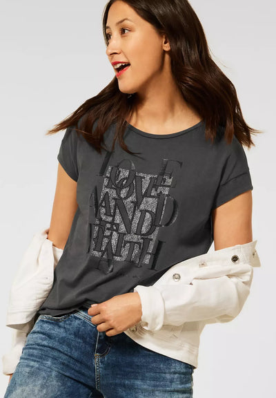 Street One - Grå t-shirt Love and Faith