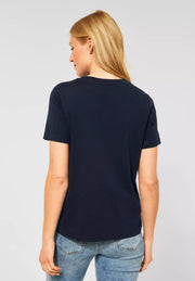 Street One - Mörkblå t-shirt med tryck