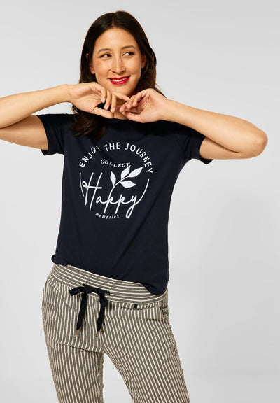 Street One - Mörkblå t-shirt med text