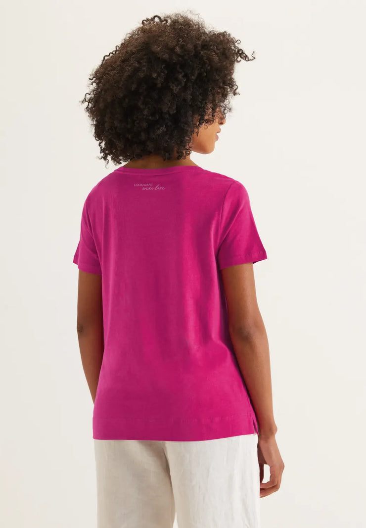 Street One - Cerise t-shirt med texttryck