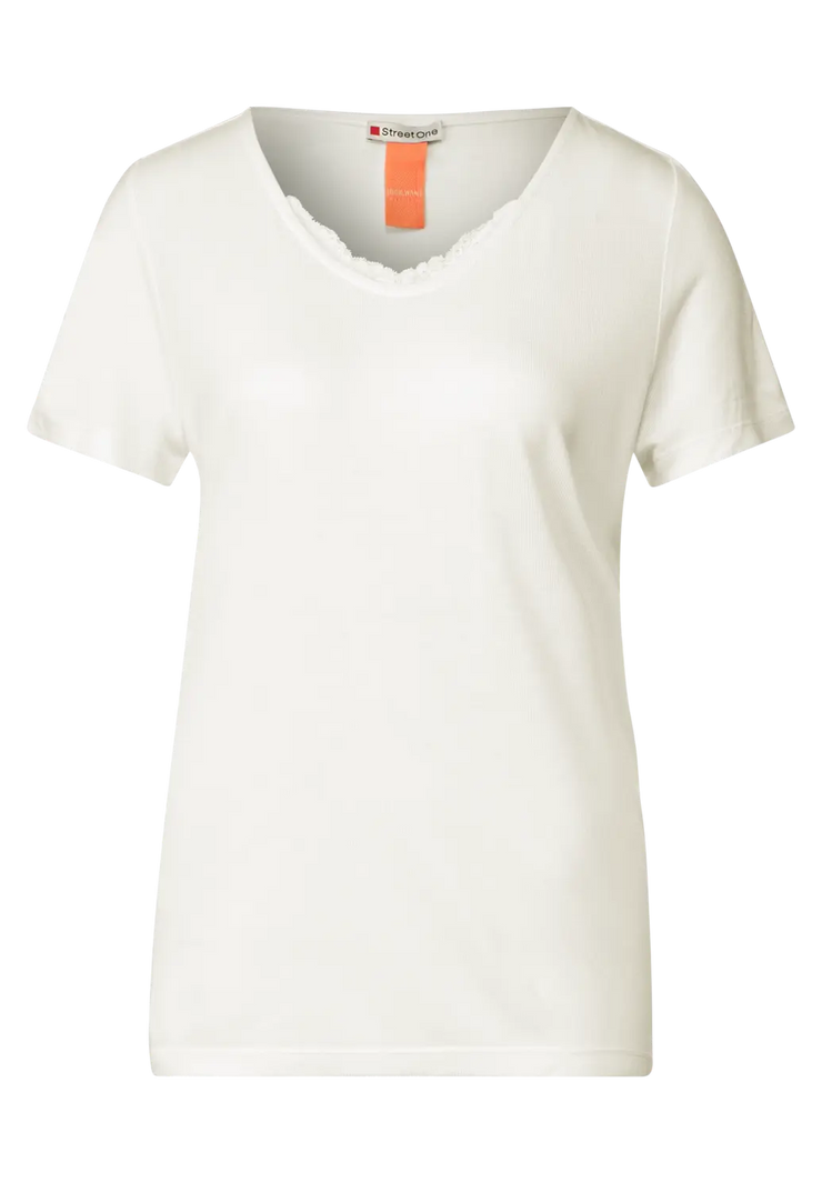 Street One - T-shirt med spetskant