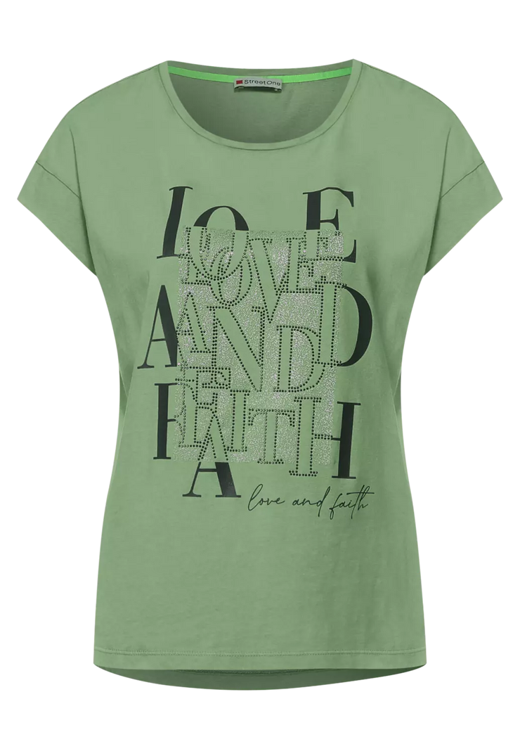 Street One - Grön t-shirt Love and Faith